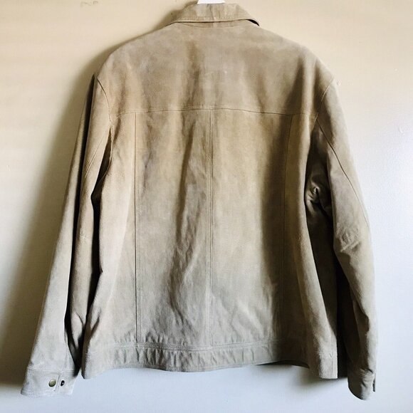 Club Room Mens XL Barn Field Chore Work Jacket Coat Tan Suede Leather Lined - Picture 2 of 11